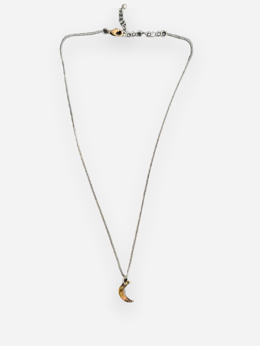 Silver Chain Necklace with Crescent Moon Pendant